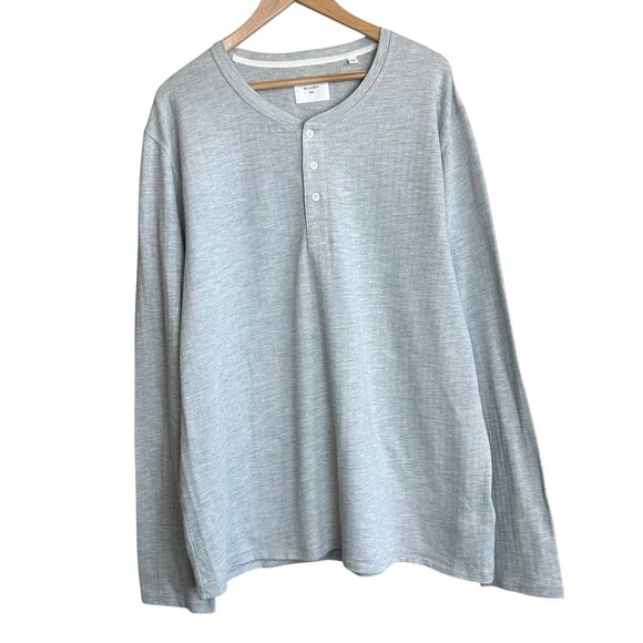 Billy Reid Mens Henley Shirt XXL Gray Long Sleeve Pullover Casual Cotton - Picture 1 of 8